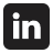Official LinkedIn social media icon, a black square with white 'in' letters.